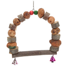 Altalena per pappagalli in legno naturale, posatoi per uccelli per gabbie, accessori per gabbie, giocattoli da masticare, installazione sicura e