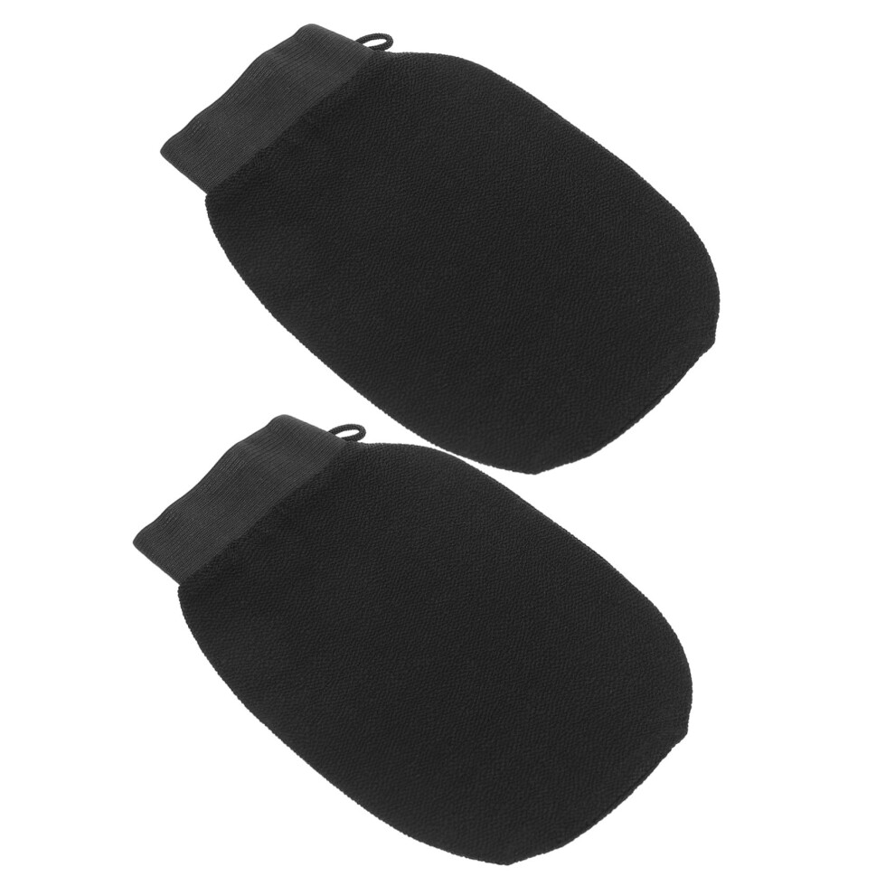 Black 2Pcs Exfoliating Bath Mitt For Dead Skin Removal And Gentle Body Massage In Shower