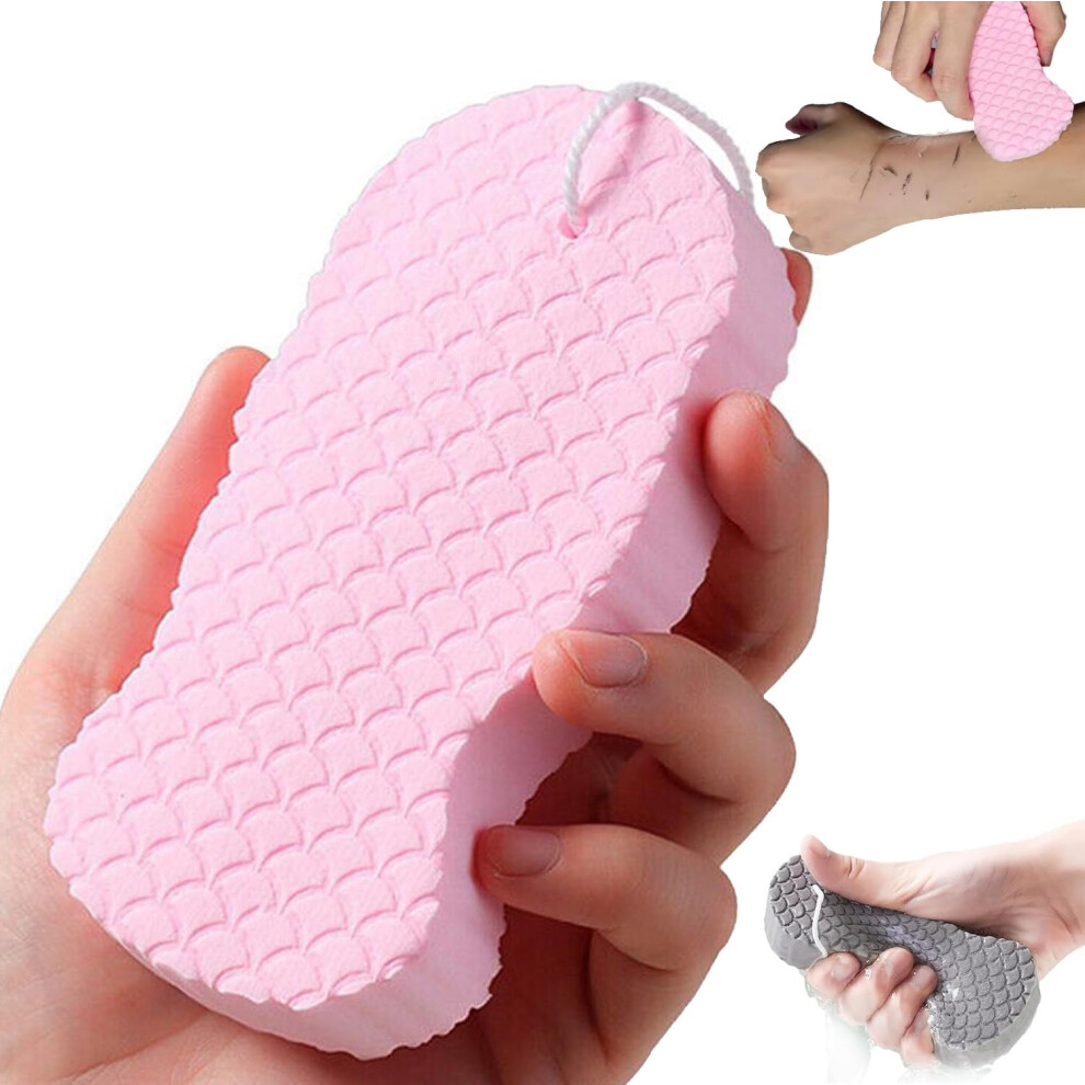 Pink Exfoliating Bath Sponge Soft 3D Body Scrubber For All Skin Types Gentle Deep Cleaning Reusable