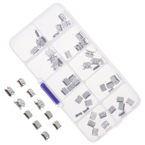 100Pcs Durable Copper Micro USB Port Socket 5-Pin Soldering Repair