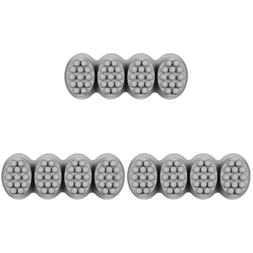 3Pcs Silicone 4-Cavity Soap Mold Grey for Massage Brush and Baking 1