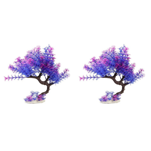 2Pcs Durable Purple Artificial Aquarium Plants for Fish Tank Decor 1