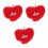 3Pcs Red Heart Shape Throw Pillow Comfortable PP Cotton Back Cushion 3