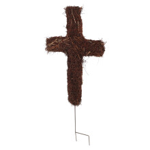 2Pcs DIY Rattan Cross Stake Dark Brown Outdoor Yard Decorative Marker
