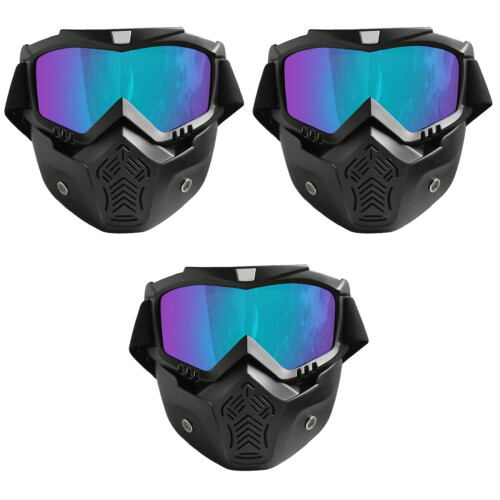 3Pcs Uv400 Motorcycle Face Mask Black with Adjustable Elastic Band 2