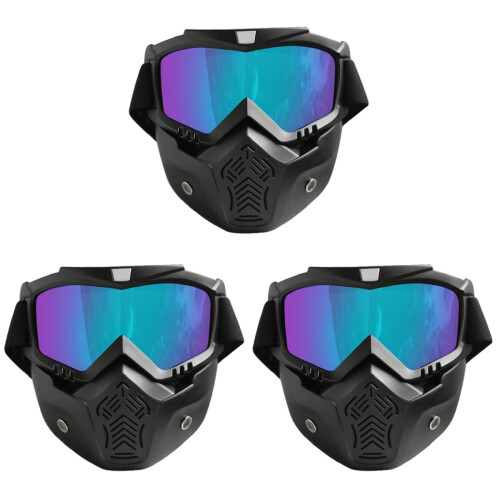 3Pcs Uv400 Motorcycle Face Mask Black with Adjustable Elastic Band 1