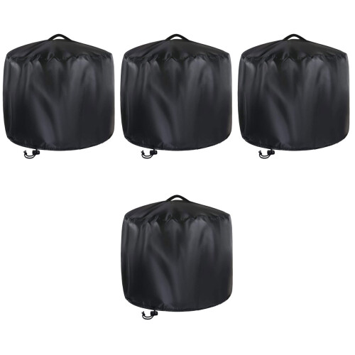 4Sets Black Round Fire Pit Covers Waterproof Outdoor Bbq Protector 2