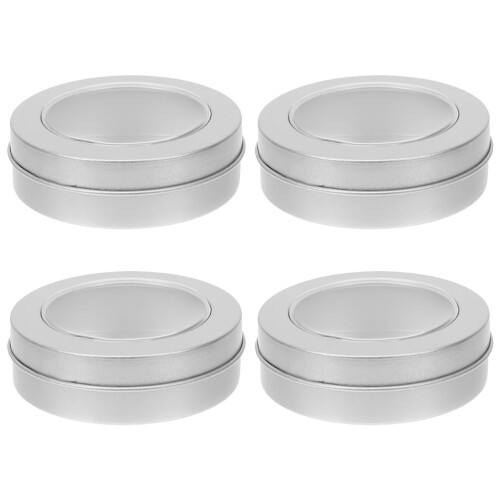 16Pcs Round Silver Tin Box with Window Lid Versatile Storage Solution 2