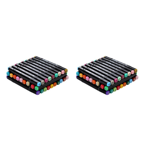 2Sets Assorted Color Double-End Marker Pens Water-Based Painting Set 2