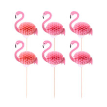 200Pcs Bamboo Pink Flamingo Cake Picks for Summer Party and Cupcakes