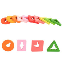 2Pcs Smooth Bamboo Column Toy Set for Kids Color and Shape Recognition