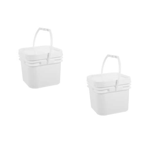 2Pcs White PP Paint Buckets with Lid Home Use Paint Mixing Containers 2
