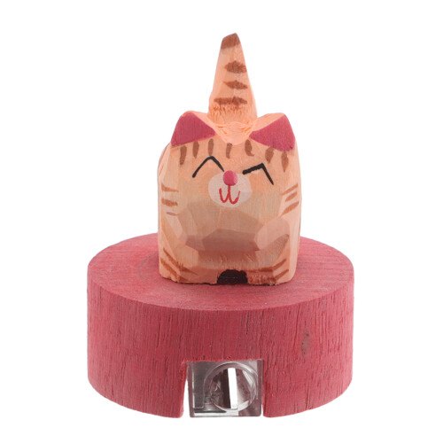 3Pcs Wooden Cat Pencil Sharpener Cute Manual Handheld Sharpener Orange 1