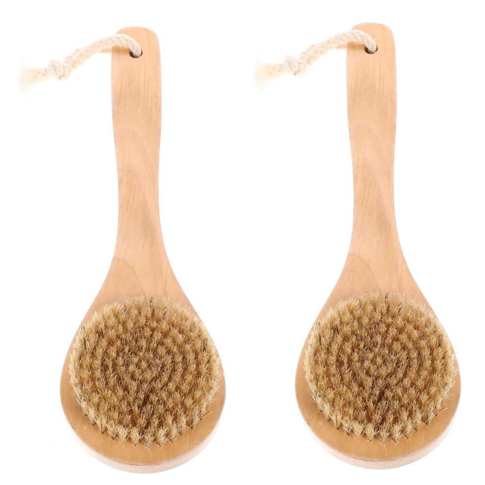 2pcs Boar Bristle Bath Brush for Gentle Exfoliation and Deep Cleansing Men and Women