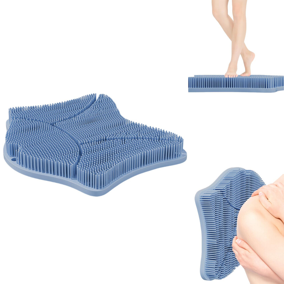 Shower Foot Scrubber with Deep Cleansing Bristles and Secure Suction Cups, Blue for Men and Women
