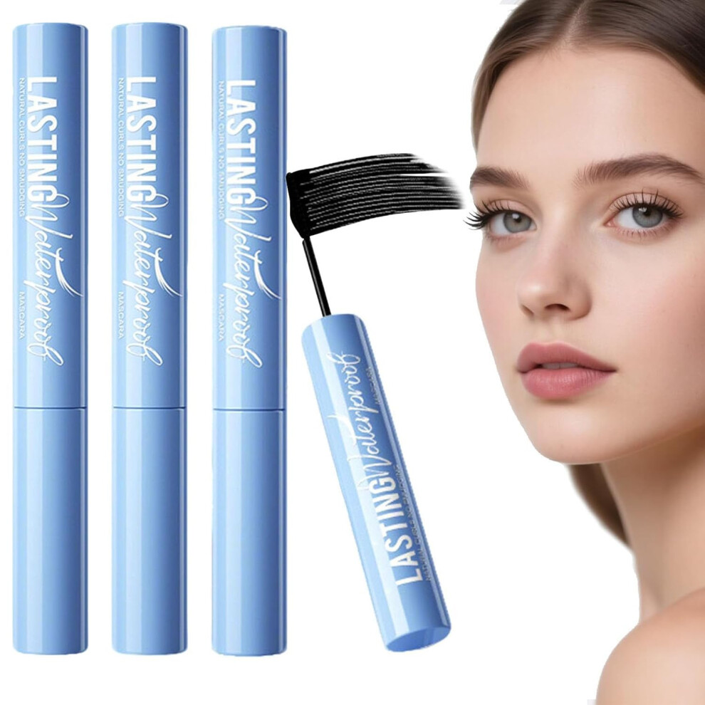 Black 4D Lengthening Waterproof Mascara Volumizing Curl Longlasting Smudgeproof (3Pcs)