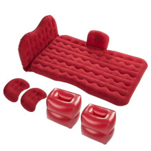 Car Air Mattress Travel Bed For SUV And Sedan Thickened Split Inflatable Folding Interior Bed Red One Size