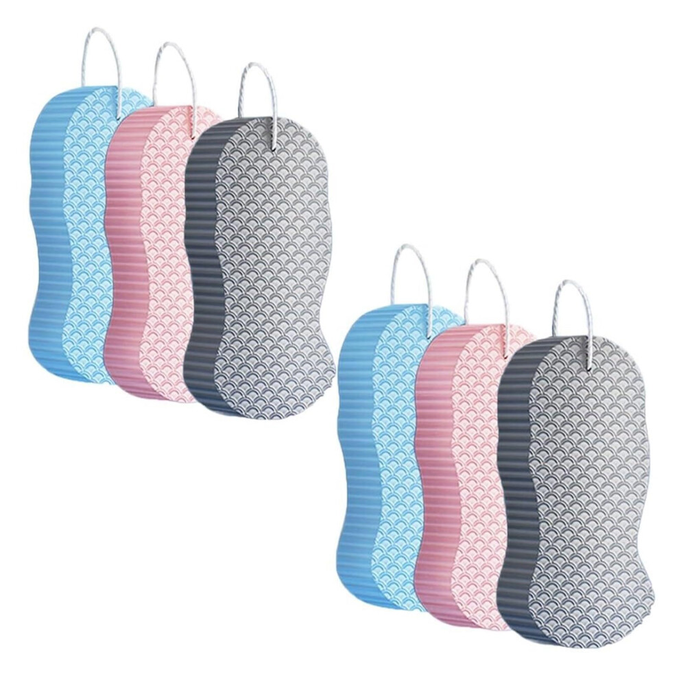 Exfoliating Bath Sponge Body Scrubber with Gentle Skin Exfoliation, Soft Reusable Shower Sponge for Women and Men, 6 Pack