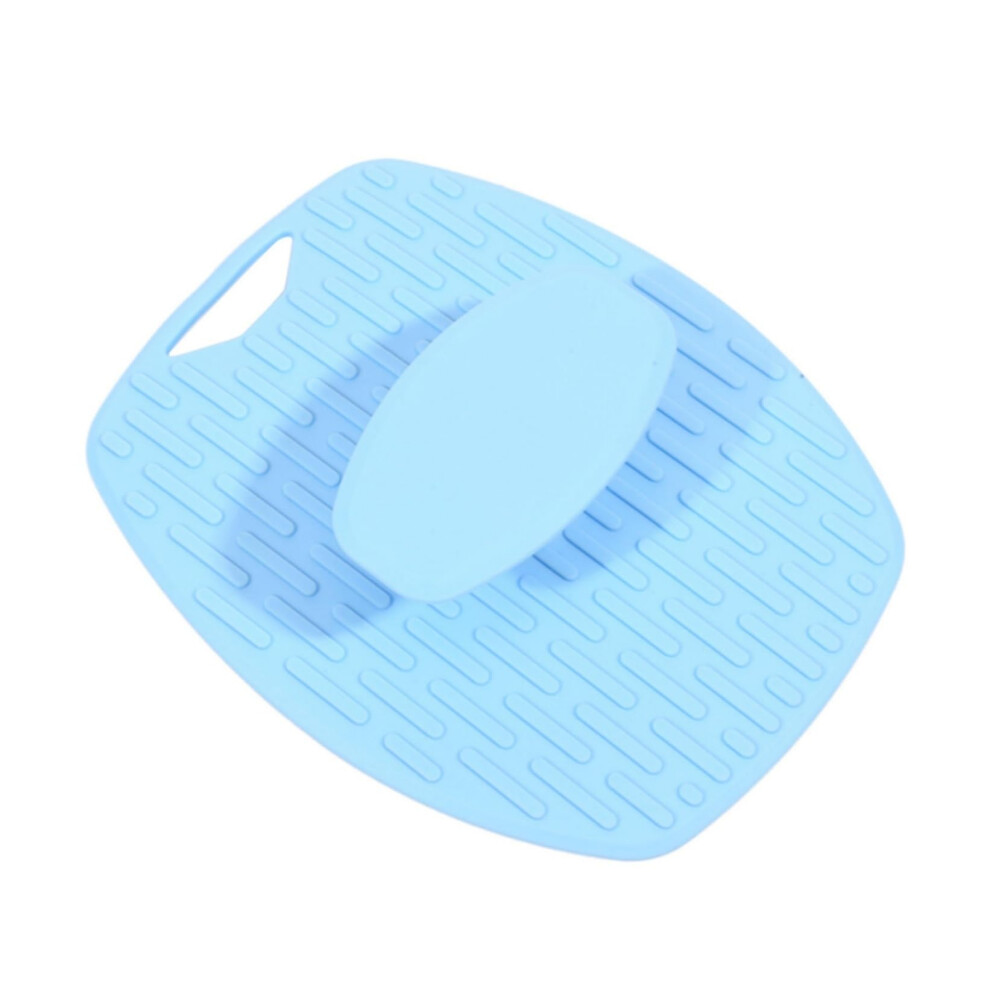 Blue Silicone Body Scrubber Set For Gentle Skin Exfoliation, Ecofriendly Bath Brush With Nonslip Grip,