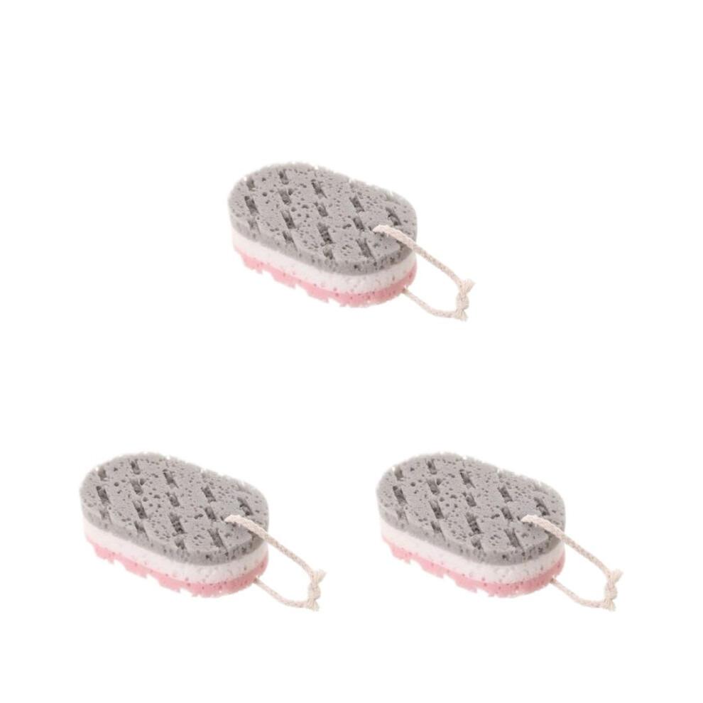 Grey Bath Sponge Set For Sensitive Skin, Body Scrub, Gentle Exfoliation And Full Body Cleansing (3Pcs)