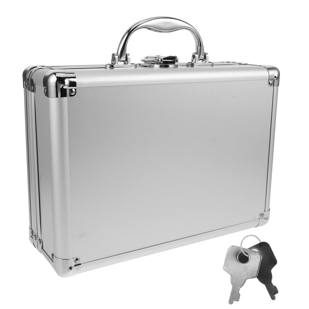 Portable Hard Shell Aluminum Storage Case With Key Lock Silver 3613894253765