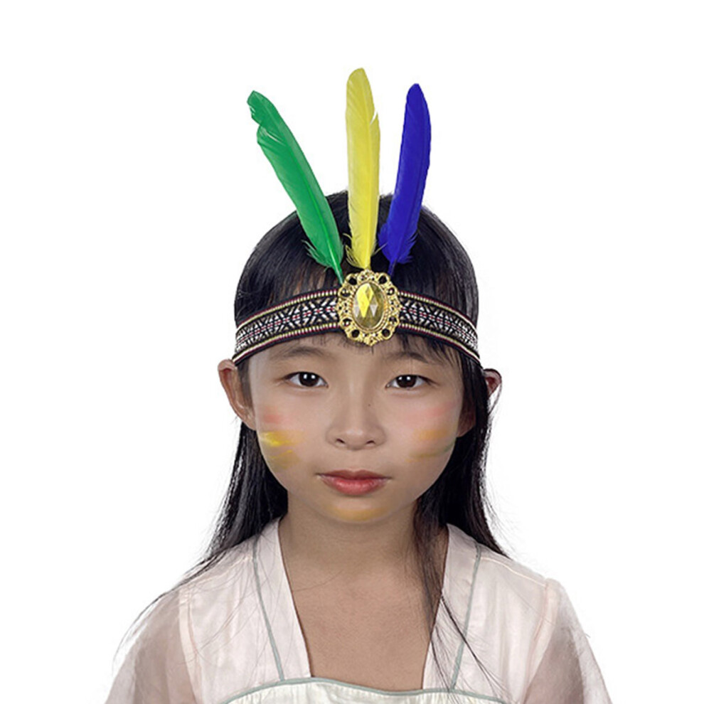 Elegant Feather Headwear Headband-Simple green yellow