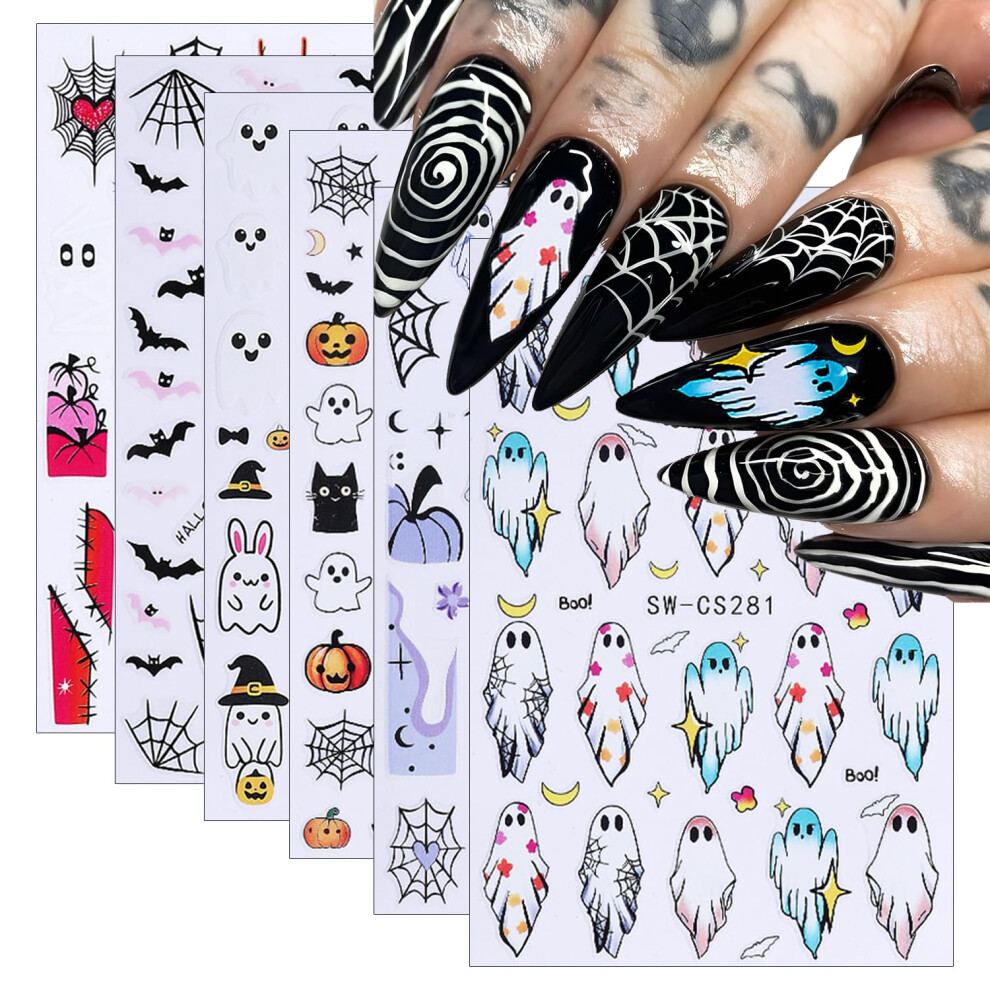 Halloween Nail Stickers 3D SelfAdhesive Ghost Bat Pumpkin Designs for Spooky DIY Manicure