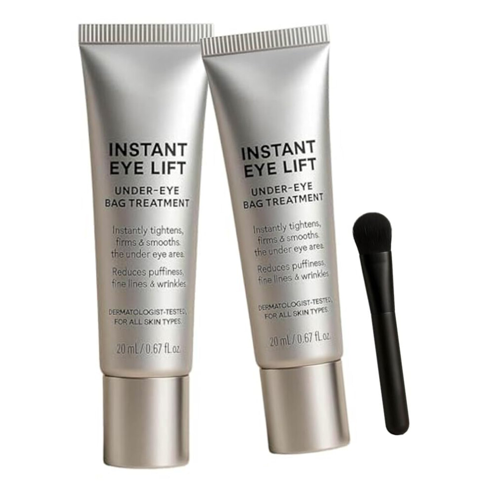 Cream Eye Tightener 2 Pack With Brush Applicator, Instant Under Eye Firming For Puffiness And Fine Lines