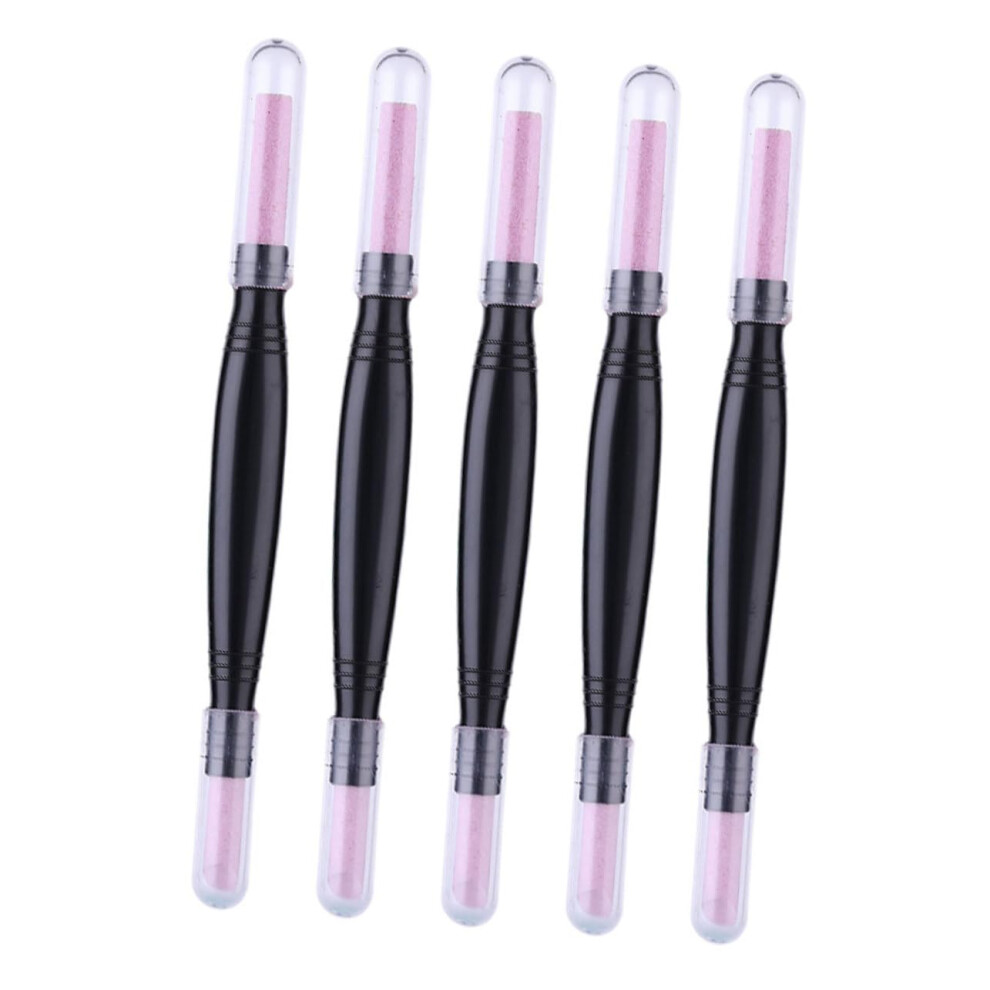 5pcs Double Ended Cuticle Remover Pen and Nail File Set with Mini Pumice Stone for Manicure Pedicure
