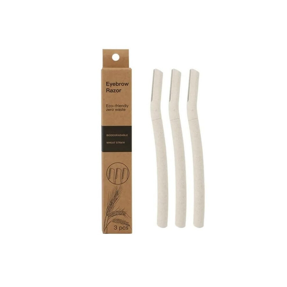 Biodegradable Face Razor with EcoFriendly Wheat Straw Handle for Precision Facial and Eyebrow Shaping, 3 Count