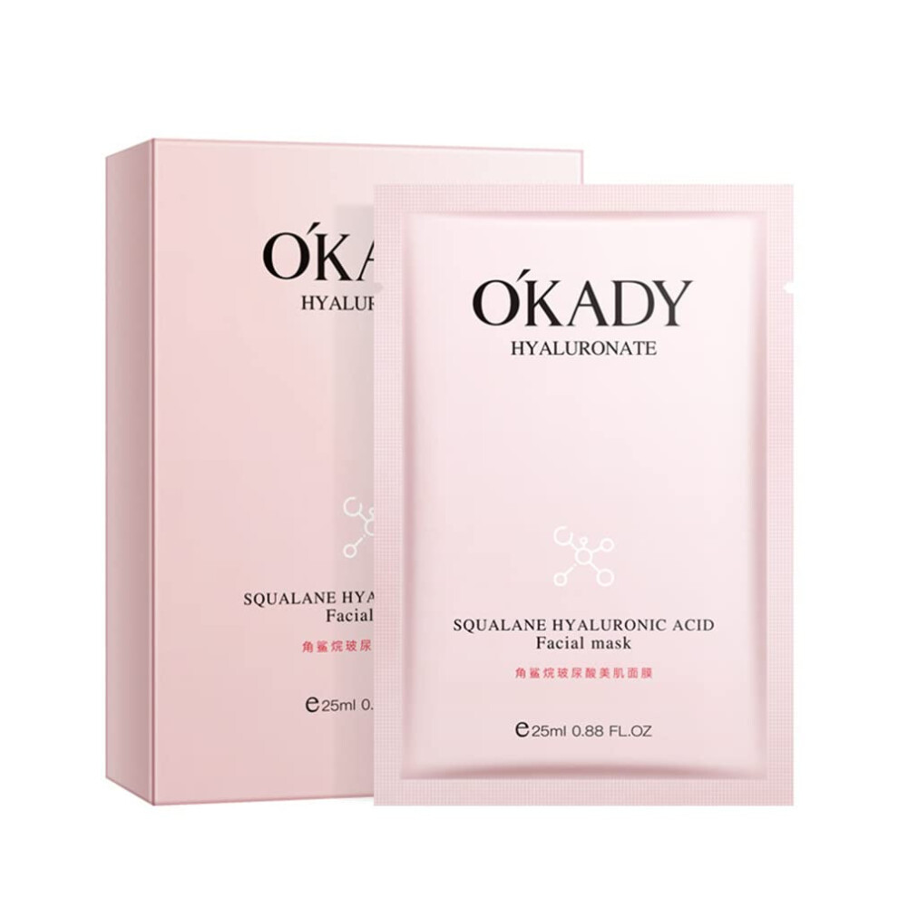 Squalane Hyaluronic Acid Hydrating Face Sheet Mask Set Deep Moisturizing for Dry Skin 25ml x10