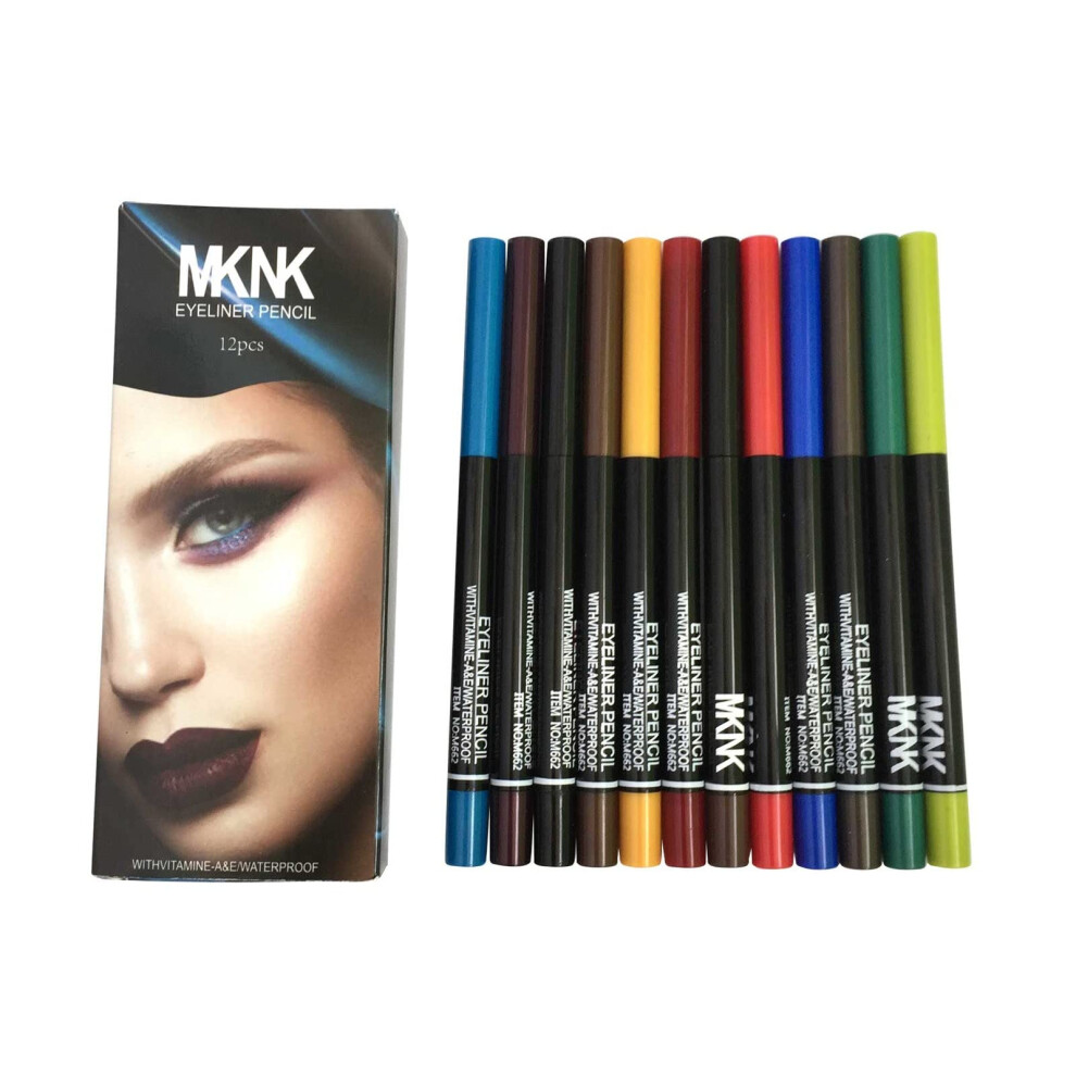 Multicolor Eyeliner Pen Set, 3 in 1 Waterproof Makeup for Eyeshadow and Lip Liner, 12pcs