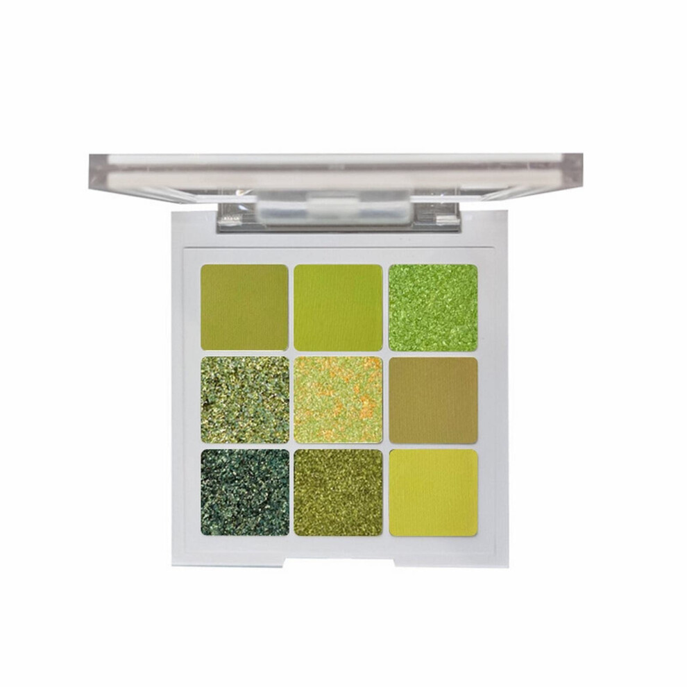 Green Eyeshadow Palette With 9 Shimmer Shades, Longlasting Smooth Blend For Party Makeup