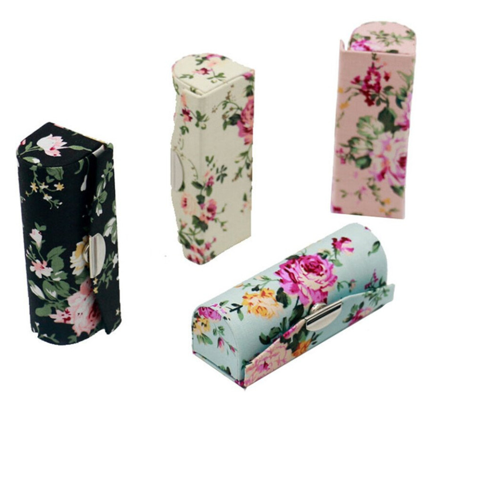 4 Pcs Vintage Floral Lipstick Case with Mirror and Secure Closure for Purse