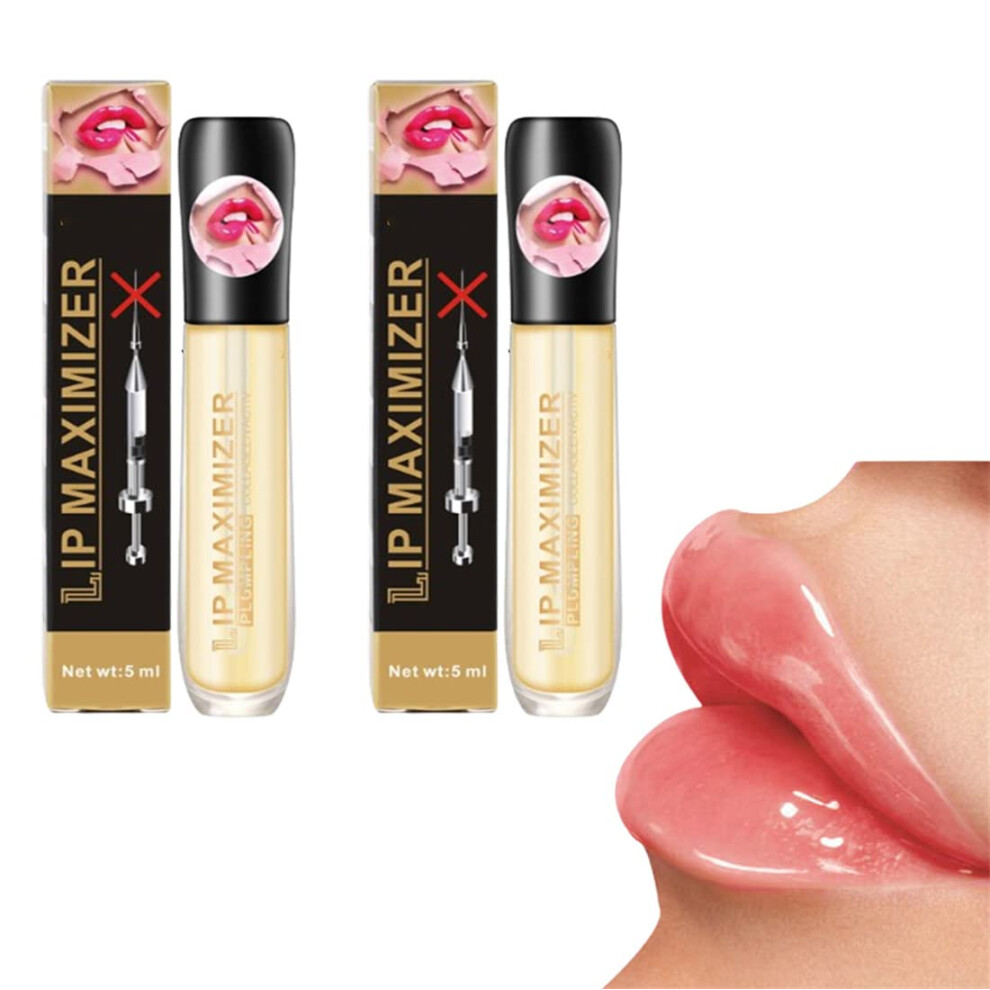 Lip Plumper with Hyaluronic Acid and Vitamin E, Hydrating Overnight Serum for Fuller Lips, 2pc