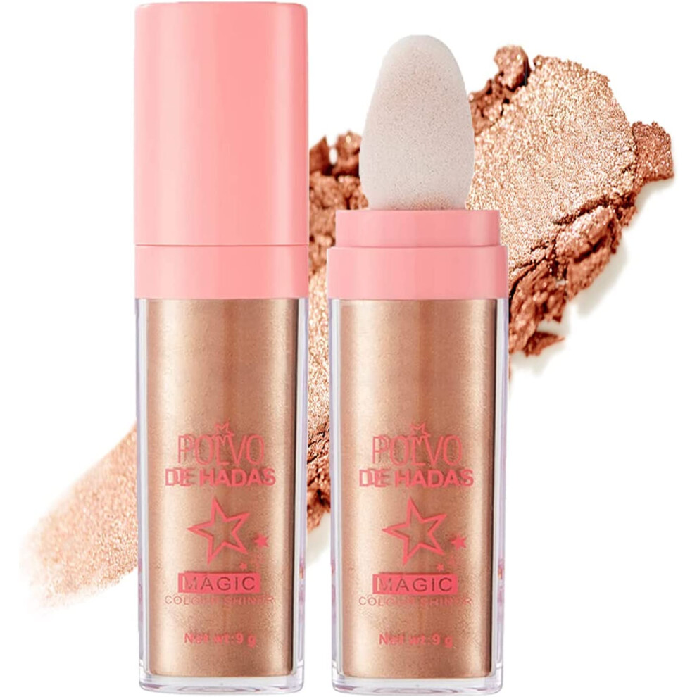 Body Glitter Powder Stick with Puff Applicator, Longlasting Face and Body Highlighter for Festivals