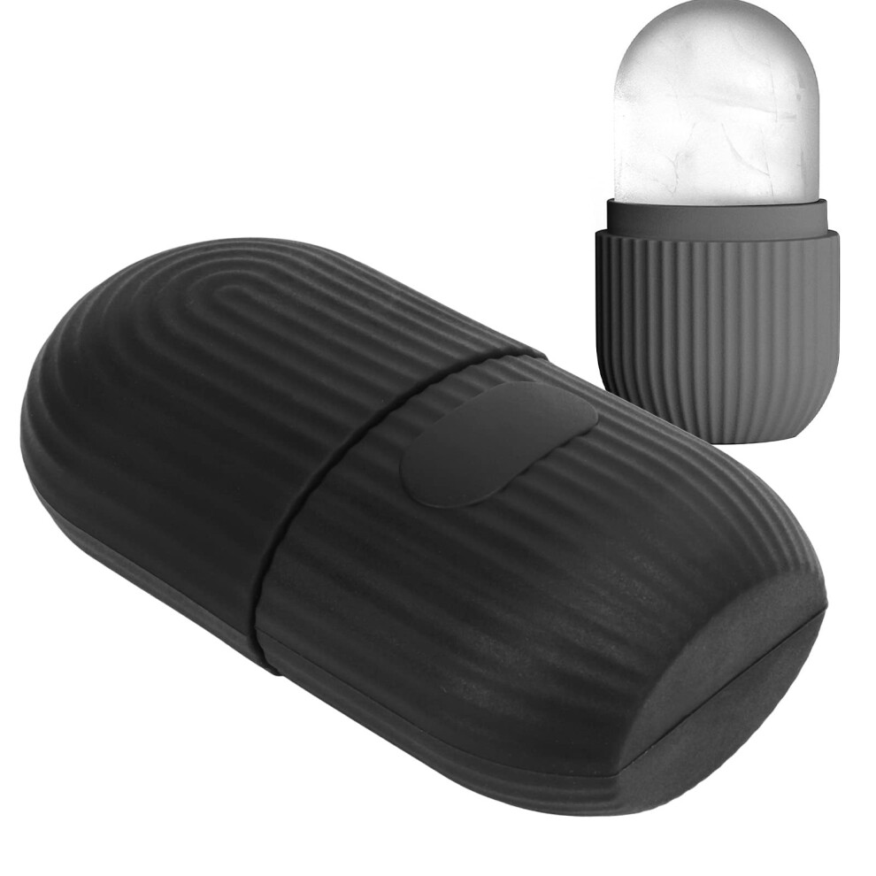 Black Facial Ice Roller Face Massager For Puffiness Relief Silicone Cooling Skincare Tool Striped