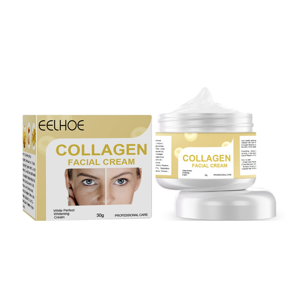 Collagen Face Cream Anti Aging Moisturizer for Wrinkles Deep Hydration Smooths Fine Lines 30g