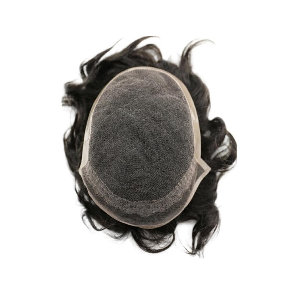 Unisex Brown Men's Hair Toupee 10X7 French Lace European Virgin Human Hairpiece Dark Natural Hairline