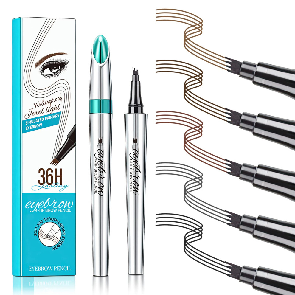 Gray Eyebrow Microblading Pen Waterproof 4 Point Brow Tattoo Pen Smudge Proof Natural