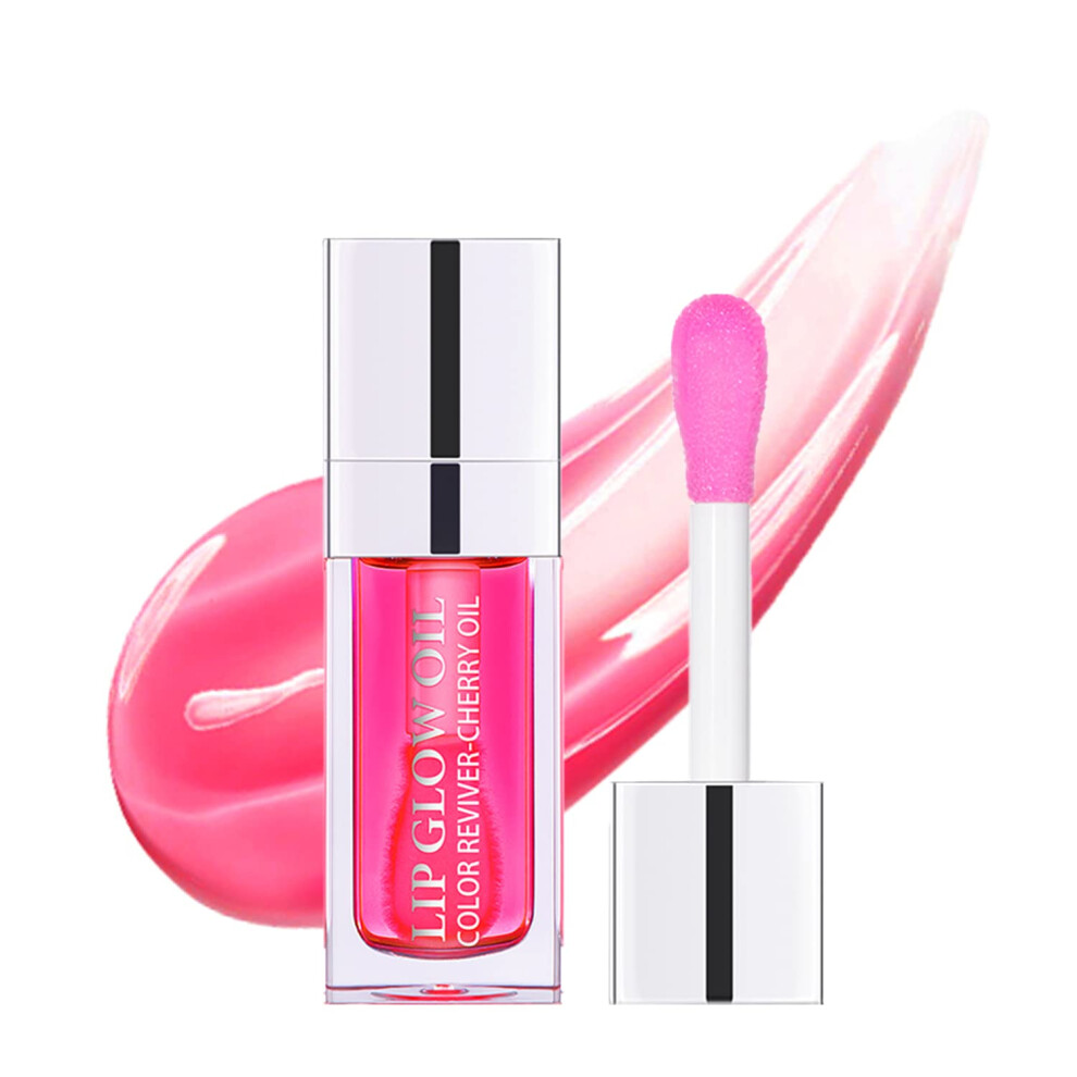 Hydrating Plumping Lip Oil Gloss Set with Cherry Tint and Clear Shine for Deep Nourishment