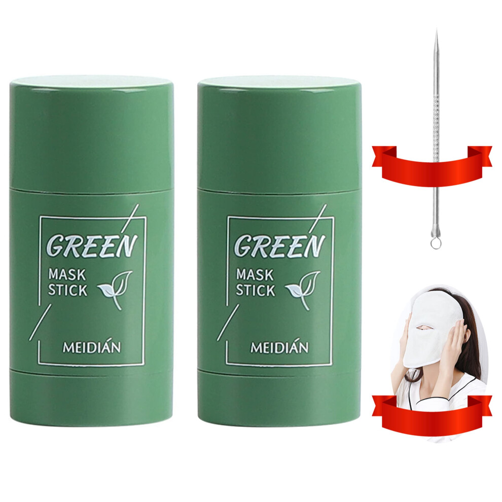 Green Tea Mask Stick 2Pcs Deep Pore Cleansing Purifying Clay For Blackhead Removal And Oil Control