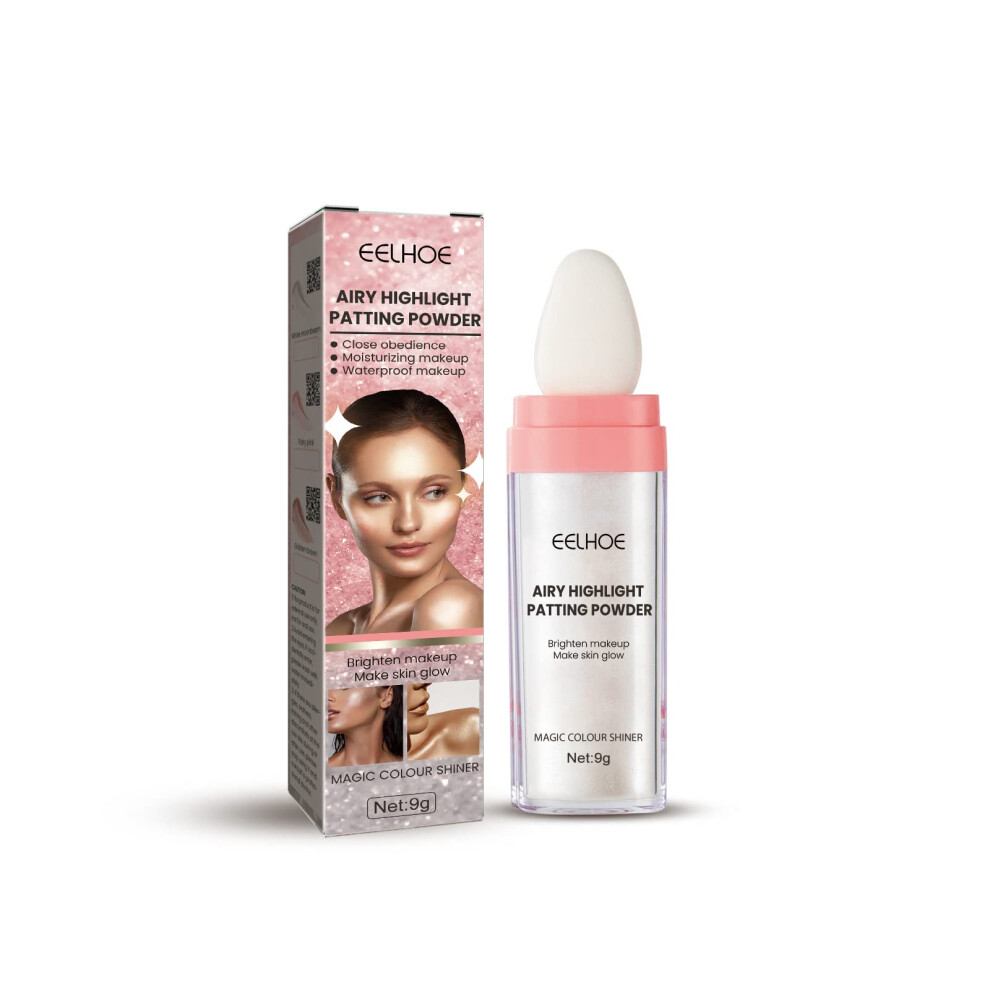 Highlighter Stick with Sponge Applicator for Face and Body Glow, Longlasting Natural Shimmer