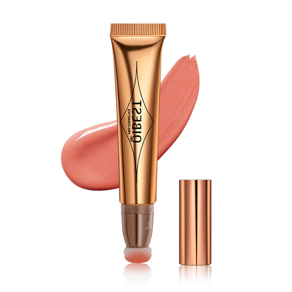 Cream/Pink Liquid Blush With Cushion Applicator, Matte Blush Stick For Cheeks And Lips, 02