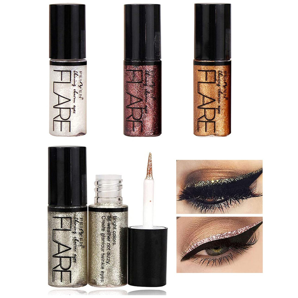 Glitter Eyeliner Waterproof Long Lasting Holographic Liquid Metallic Shimmer 4 Colors