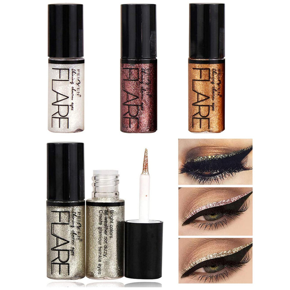 Glitter Eyeliner and Liquid Glitter Eyeshadow Waterproof Long Lasting Holographic 4 Colors