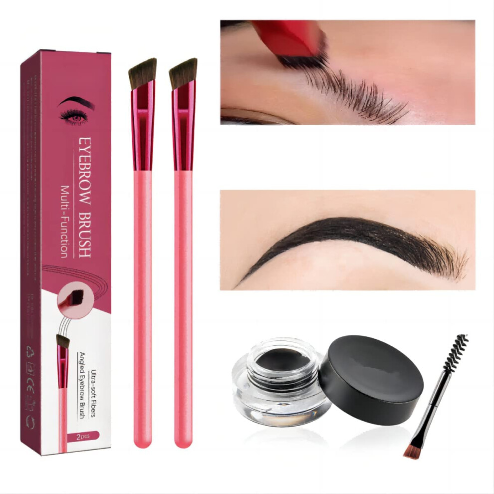 Eyebrow Brush with Precision Angled Tip, 4D Brow Stamp for Hairlike Strokes and Waterproof Gel