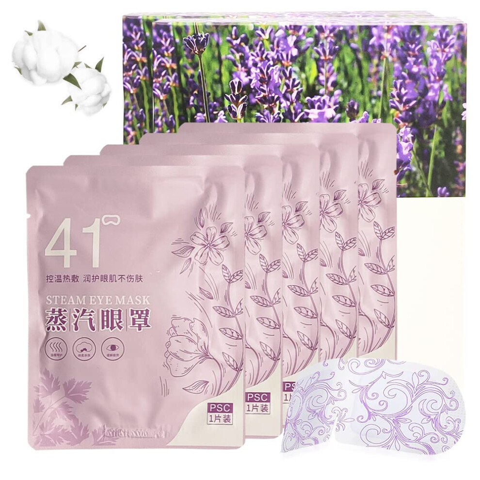 Lavender Steam Eye Mask For Dry Eyes, Unscented Self Heating Design, Heat Therapy, 10 Pack