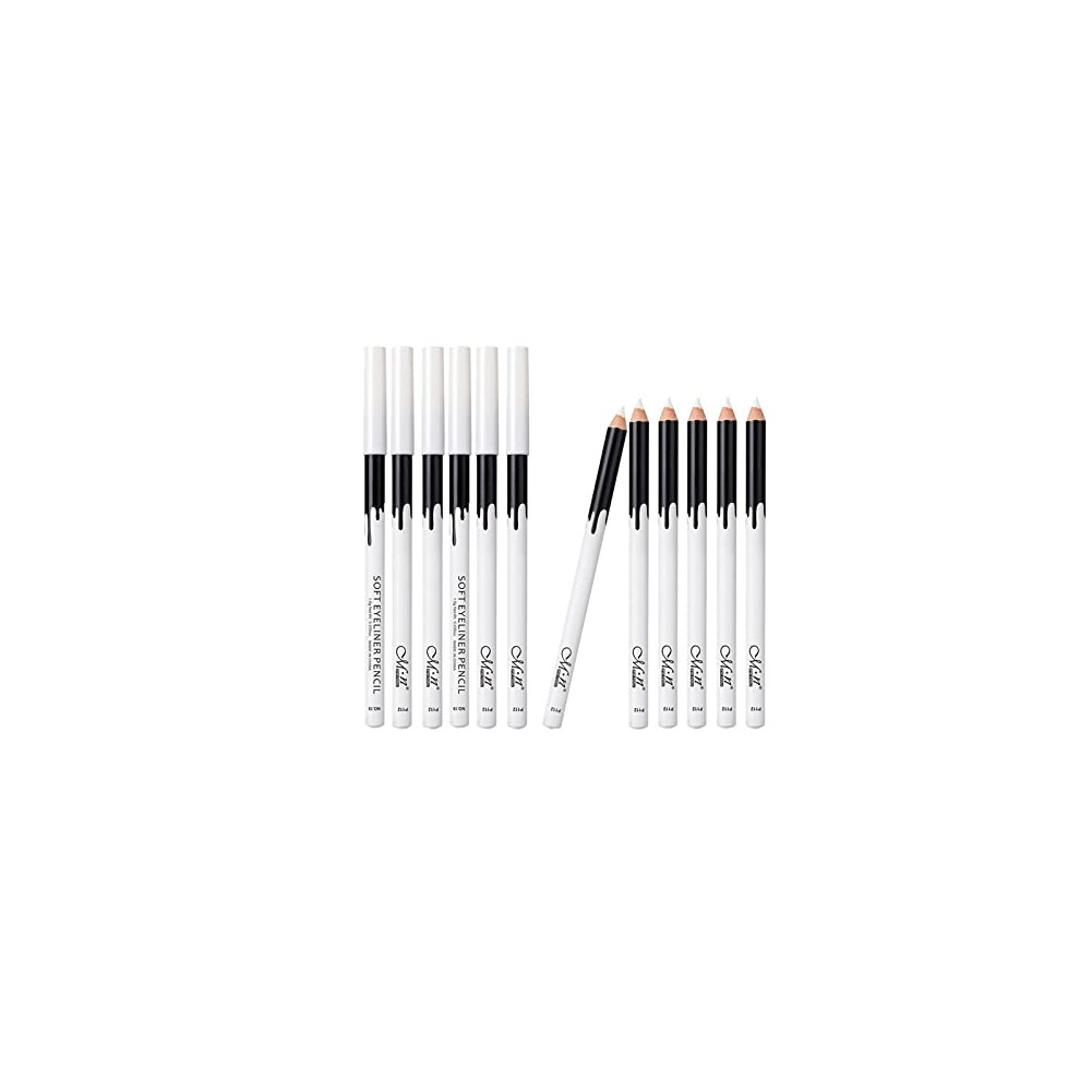 12pcs Long Lasting White Eyeliner Pencil and Multipurpose Eyeshadow Stick Set for Professional Makeup