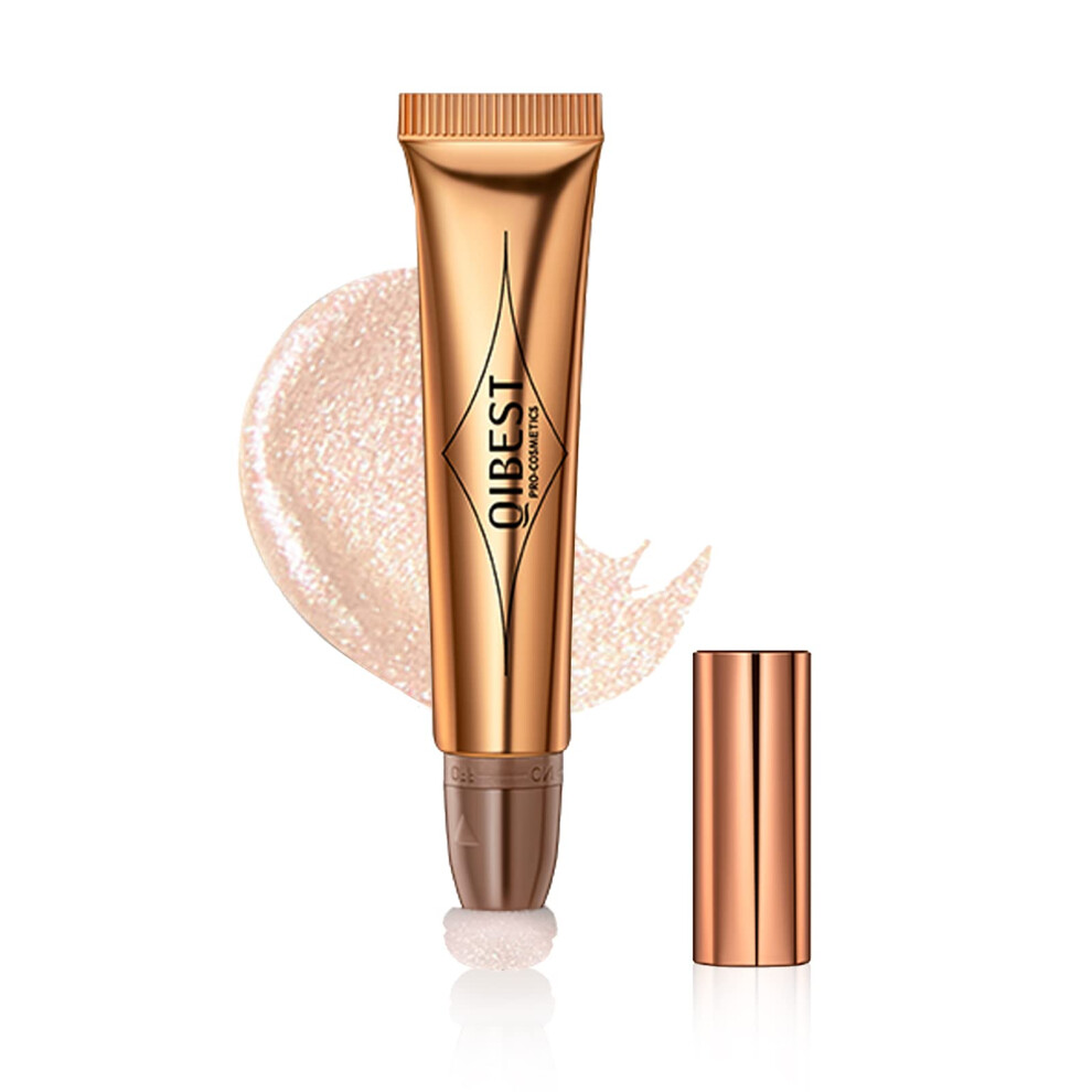 Liquid Highlighter Stick with Cushion Applicator Shimmer Finish Pearl White Long Lasting Glow